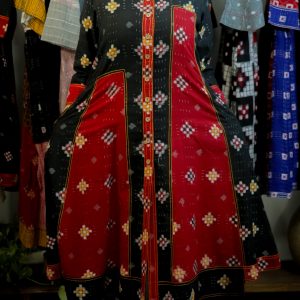 Ikat Long Tunic Jacket with thread work – Handloom Red & Black